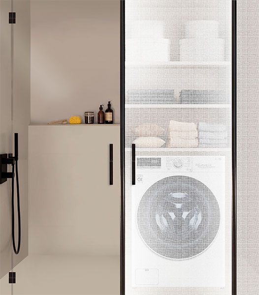 Vidrio decorativo en lavadora